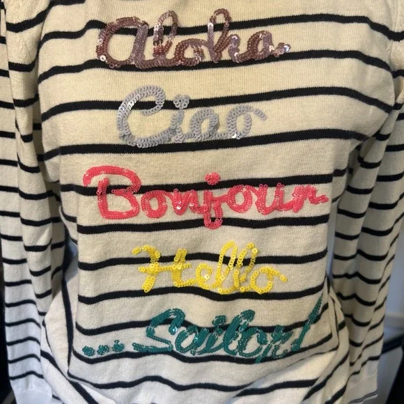 Talbots Pullover HELL-O Sweater Medium striped COTTON - Picture 2 of 7